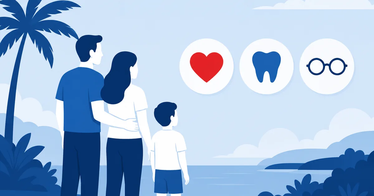 Florida family reviewing how their health, dental, and vision insurance plans work together
